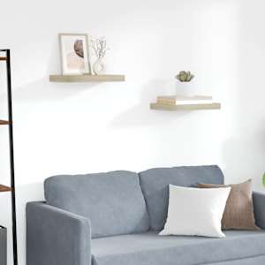 Stenske police 2 kosa barva hrasta 40x23x3,8 cm MDF
