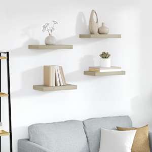 Stenske police 4 kosi barva hrasta 40x23x3,8 cm MDF