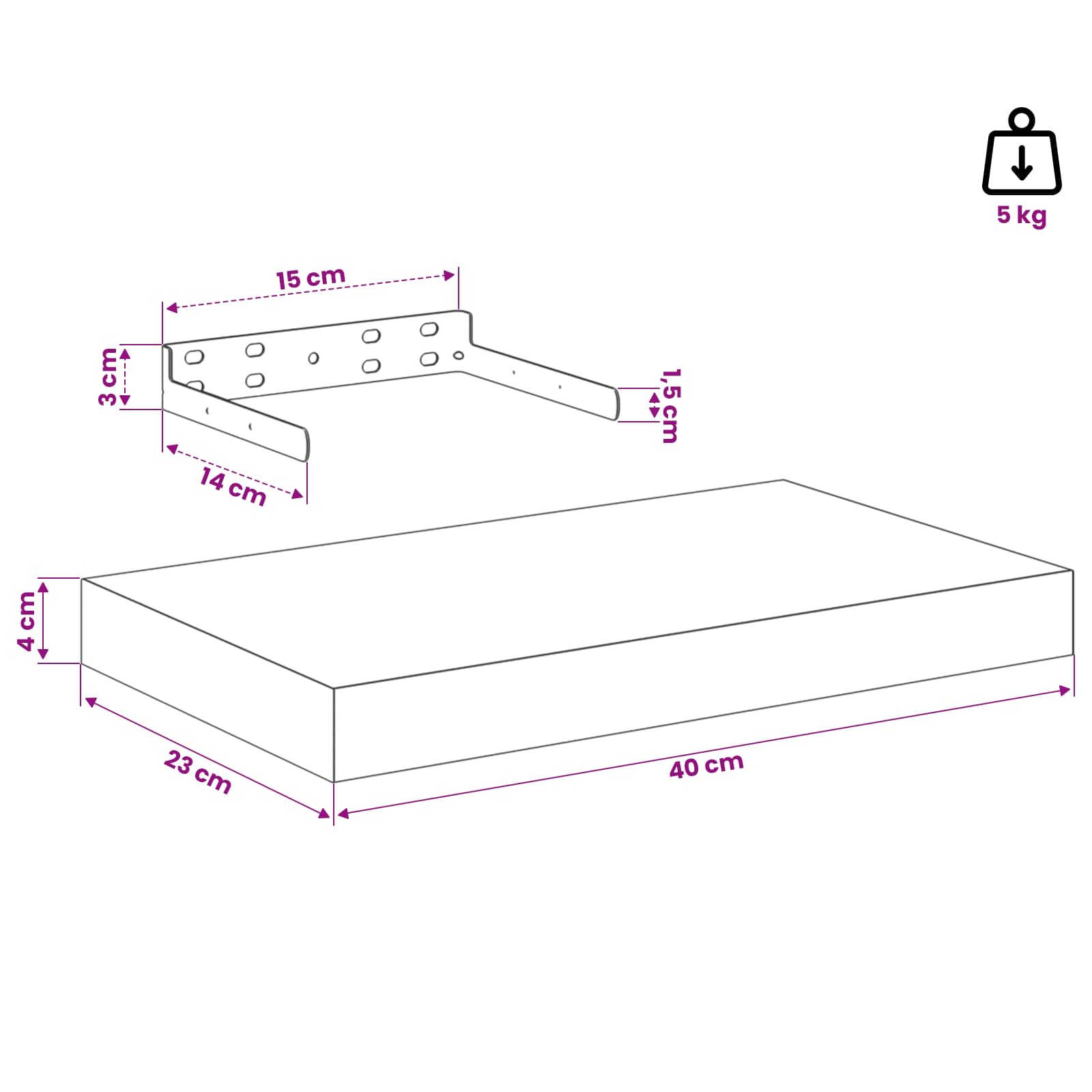 vidaXL Schwebende Wandregale 4 Stk. Eichefarben 40x23,5x3,8cm MDF – Bild 15