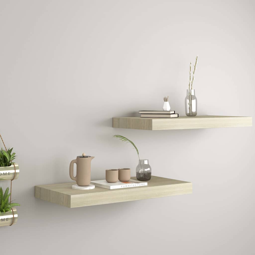 Kelluvat seinähyllyt 2 kpl tammen värinen 50x23x38 cm MDF