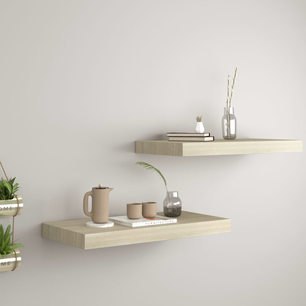 vidaXL Kelluvat seinähyllyt 2 kpl tammen värinen 50x23x3,8 cm MDF