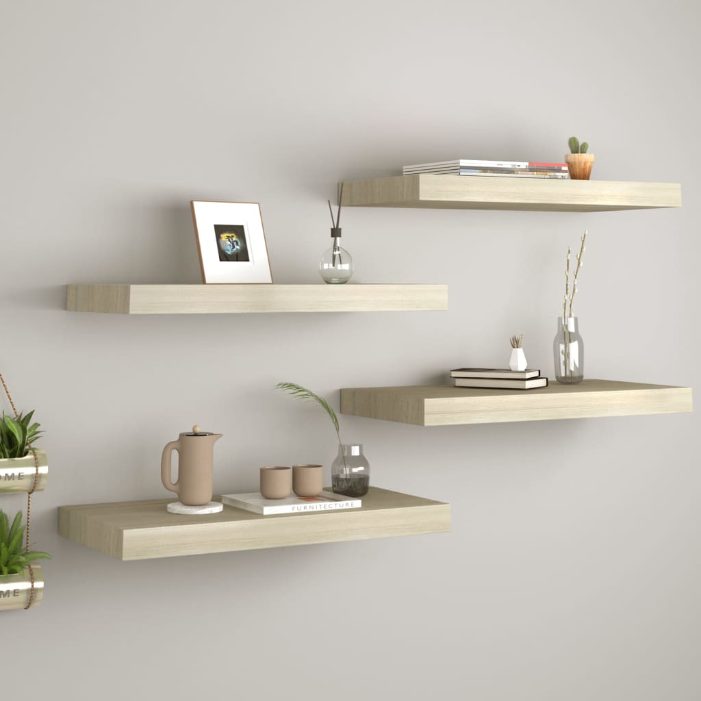 Kelluvat seinähyllyt 4 kpl tammi 50x23x38 cm MDF