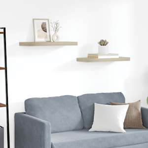 Stenske police 2 kosa barva hrasta 60x23,5x3,8 cm MDF