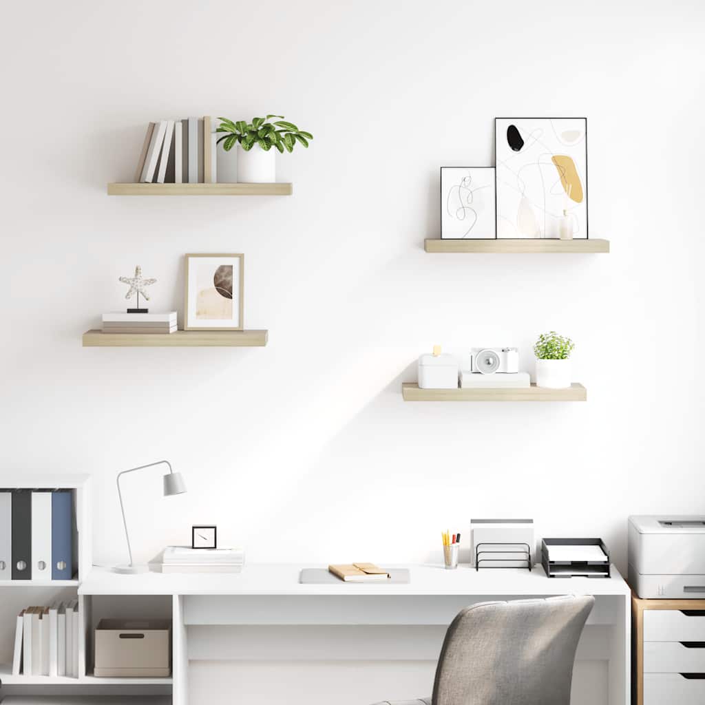 Thumbnail - vidaXL Schwebende Wandregale 4 Stk. Eichefarben 60x23,5x3,8cm MDF