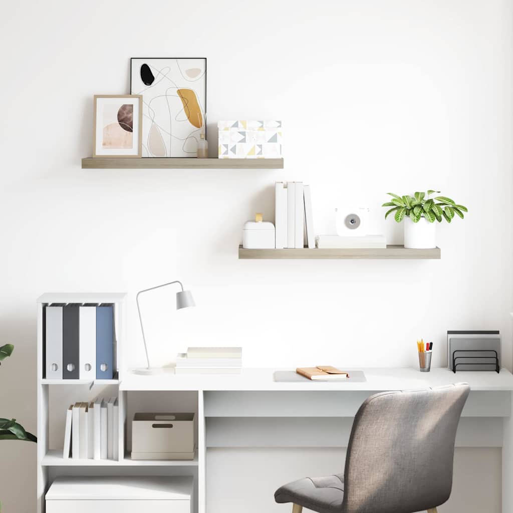 Thumbnail - vidaXL Schweberegale 2 Stk. Eiche-Optik 80x23,5x3,8 cm MDF