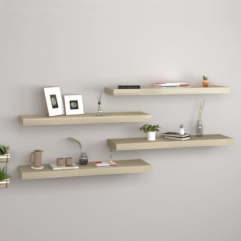 vidaXL Kelluvat seinähyllyt 4 kpl tammi 80×23,5×3,8cm MDF