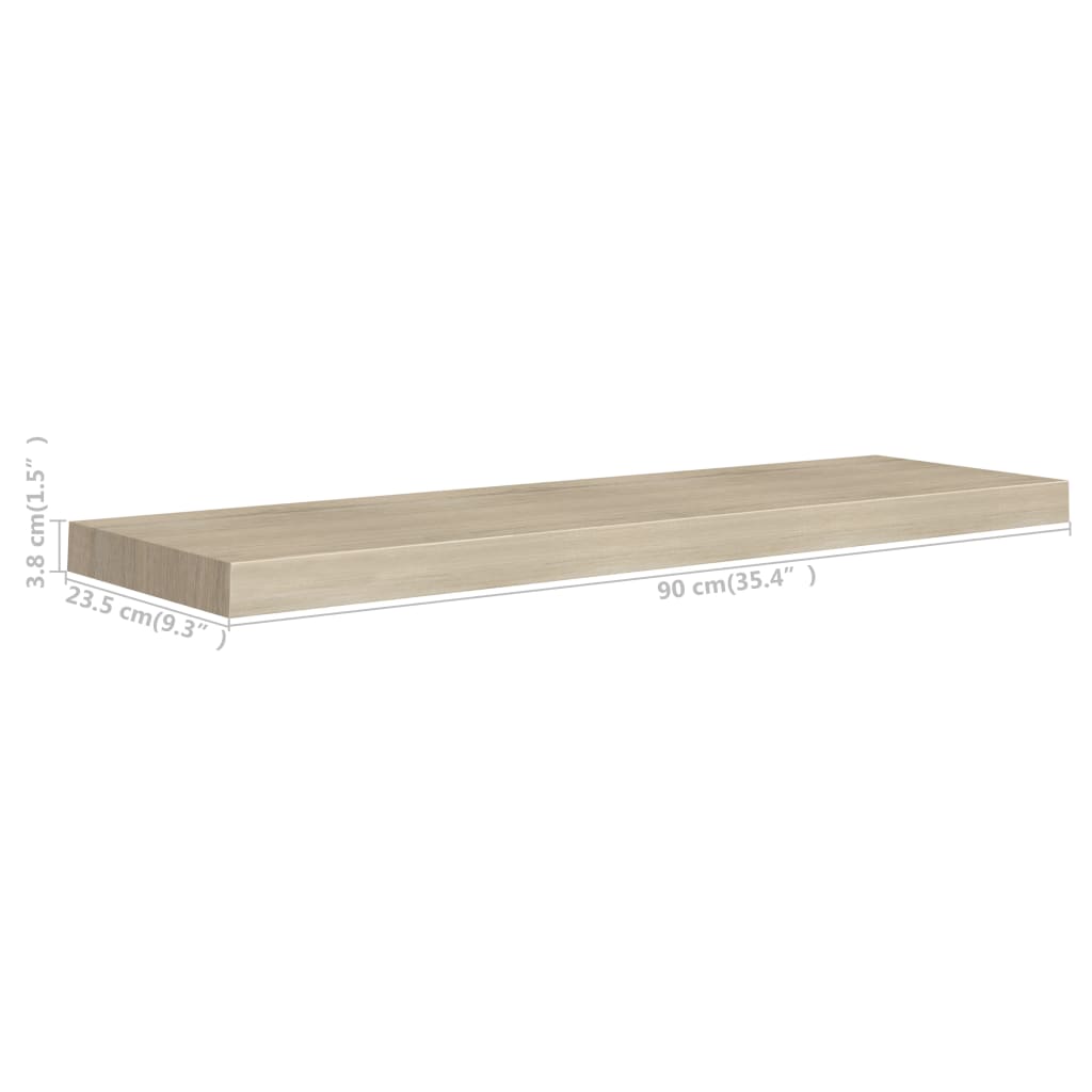 2 db kék MDF lebegő fali polc 90 x 23,5 x 3,8 cm 