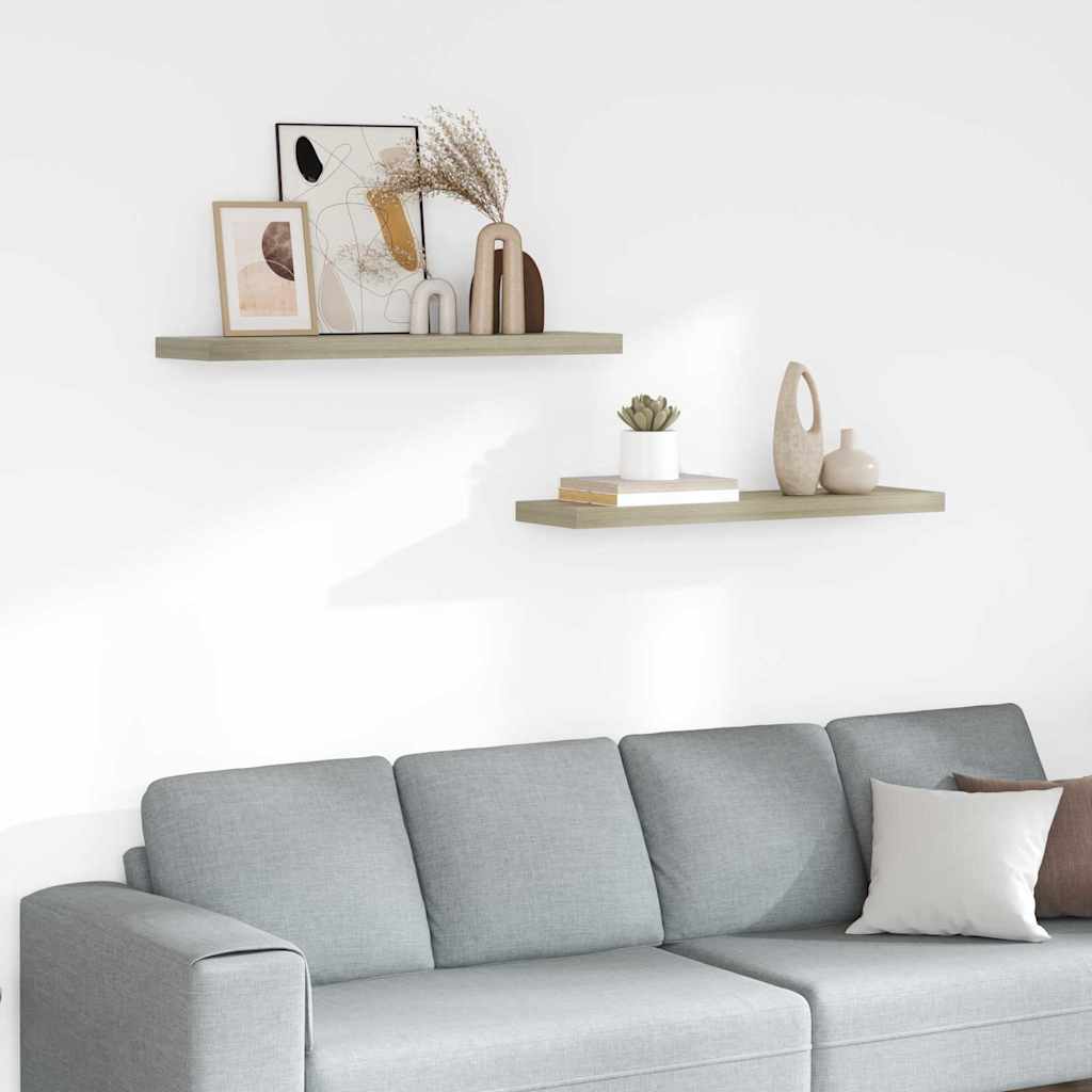 vidaXL Schweberegale 2 Stk. Eichen-Optik 90x23,5x3,8 cm MDF