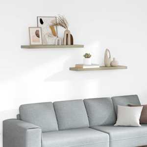 Stenske police 2 kosa barva hrasta 90x23,5x3,8 cm MDF