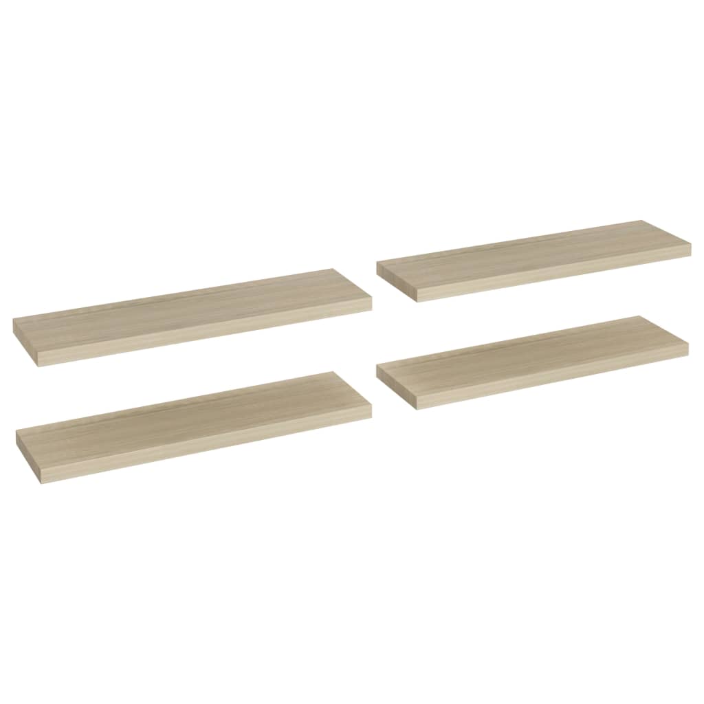 Image of vidaXL Floating Wall Shelves 4 pcs Oak 90x23.5x3.8 cm MDF