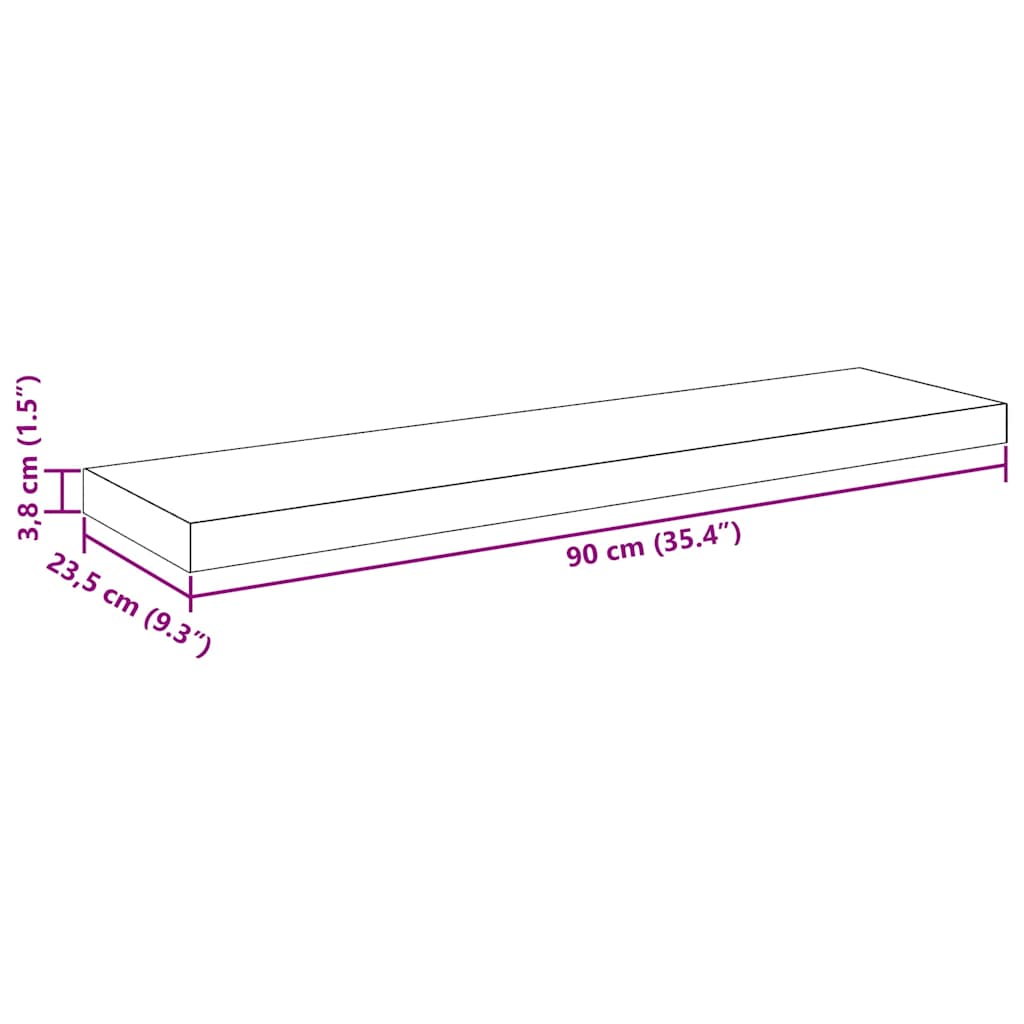 Plovoucí nástěnné police 4 ks dub 90 x 23,5 x 3,8 cm MDF - obrázek 15