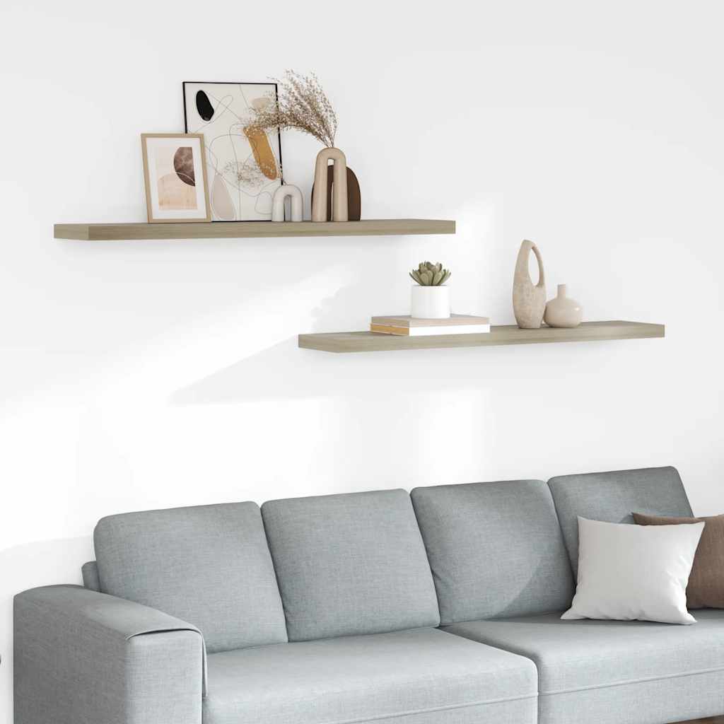 vidaXL Schwebende Wandregale 2 Stk. Eichefarben 120x23,5x3,8 cm MDF