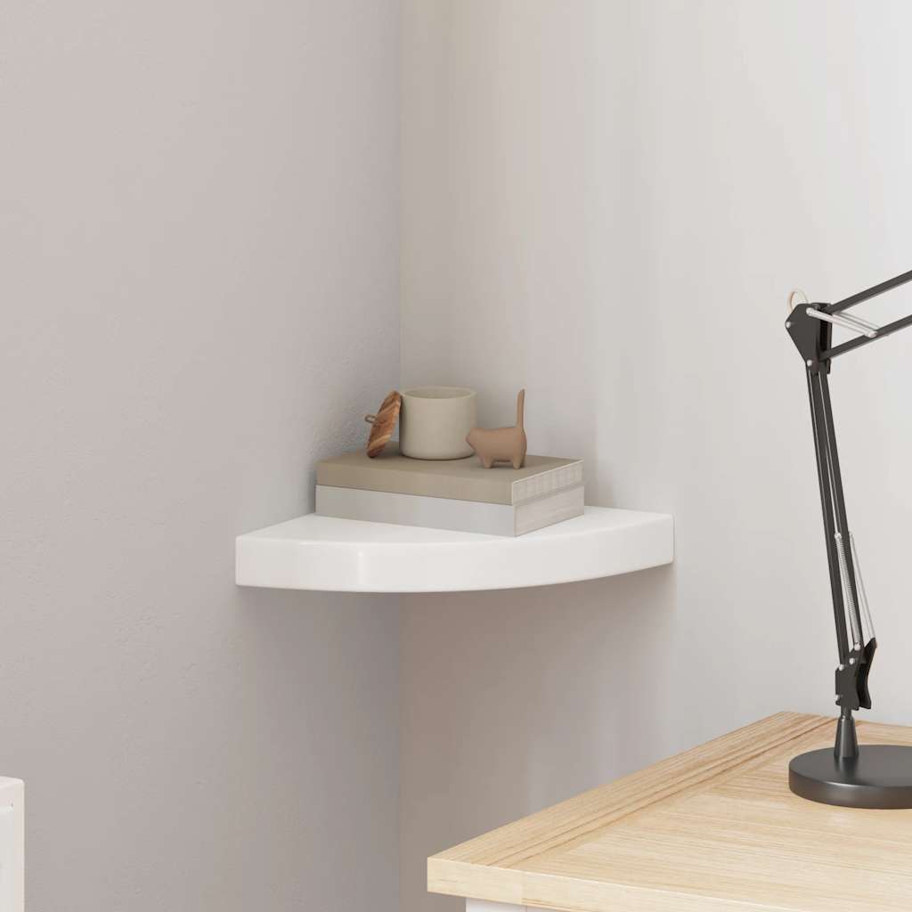 Thumbnail - vidaXL Schwebendes Eckregal Hochglanz-Weiß 25x25x3,8 cm MDF