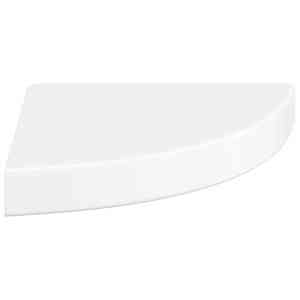 Plovoucí rohová police s vysokým leskem bílá 25x25x3,8 cm MDF - obrázek 6