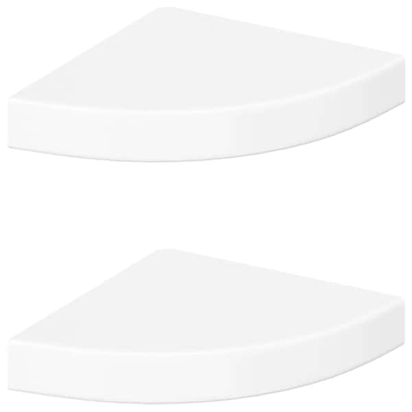 vidaXL ujuvad nurgariiulid 2 tk, k&otilde;rgl&auml;ikega valge, 25 x 25 x 3,8 cm, MDF