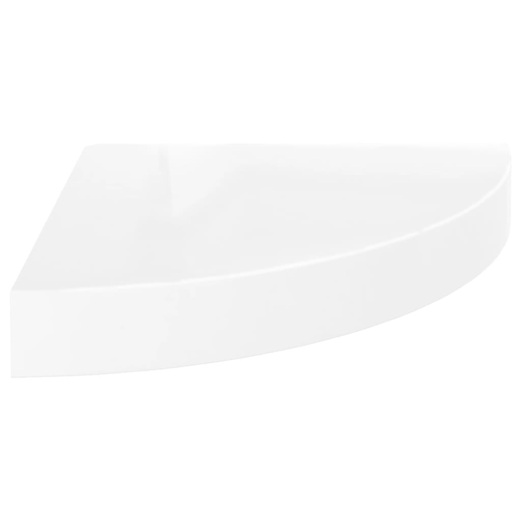 vidaXL 2 db magasfényű fehér MDF lebegő sarokpolc 25 x 25 x 3,8 cm