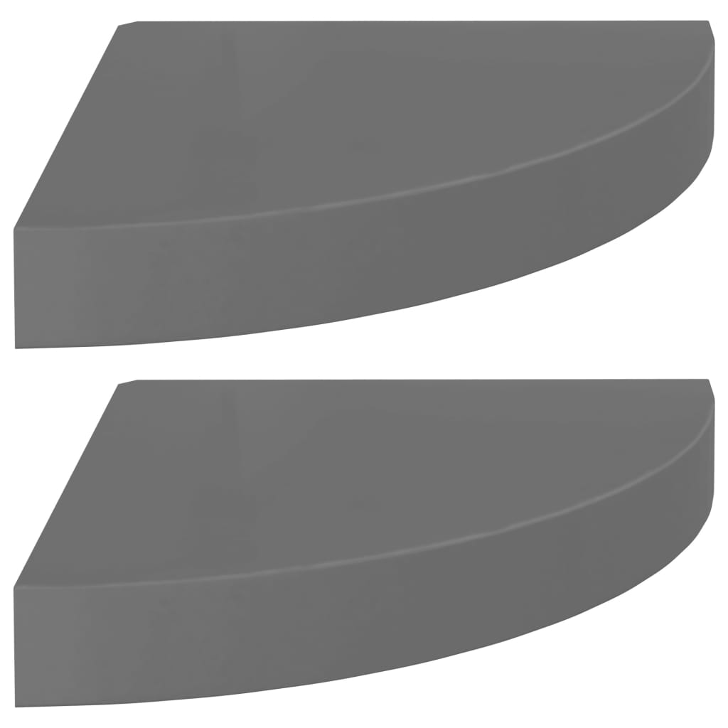 

vidaXL Floating Corner Shelves 2 pcs High Gloss Gray 9.8"x9.8"x1.5" MDF
