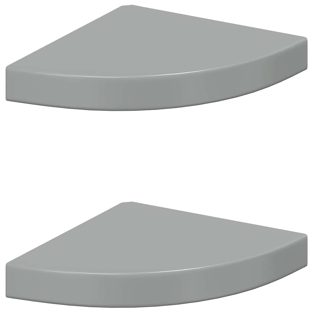 Thumbnail - vidaXL Eck-Schweberegale 2 Stk. Hochglanz-Grau 25x25x3,8 cm MDF
