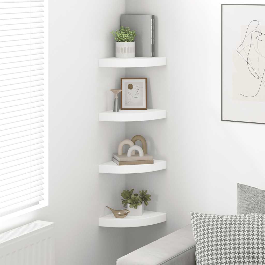 Thumbnail - vidaXL Eck-Schweberegale 4 Stk. Weiß 25x25x3,8 cm MDF