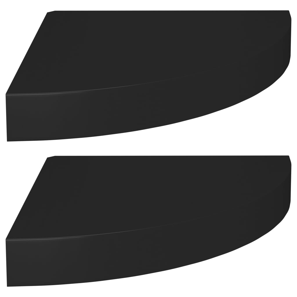 vidaXL Plovoucí rohové police 2 ks černé 25 x 25 x 3,8 cm MDF