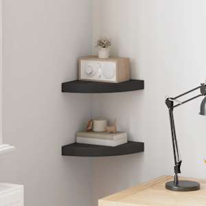 Kotne police 2 kosa črne 25x25x3,8 cm MDF