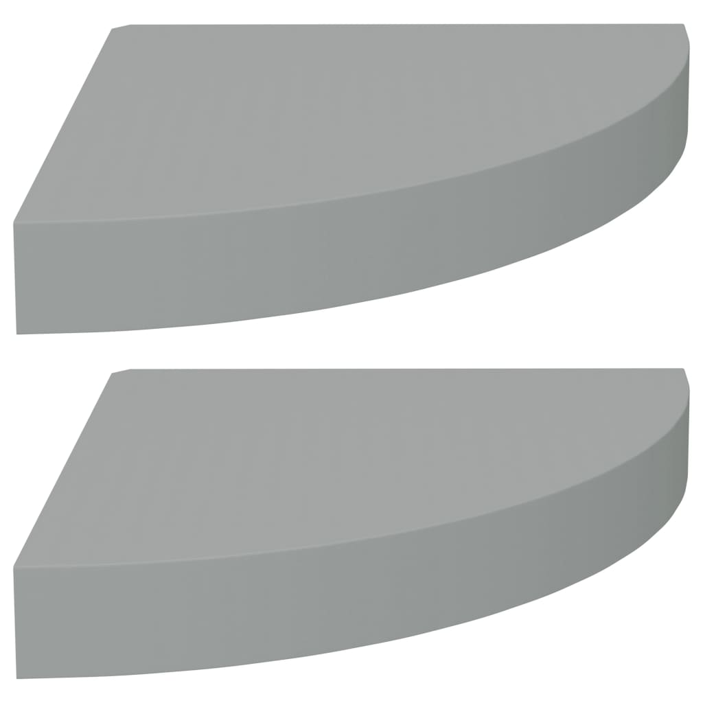

vidaXL Floating Corner Shelves 2 pcs Gray 9.8"x9.8"x1.5" MDF