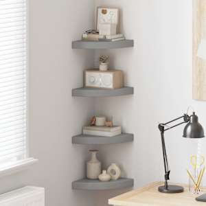 Kotne police 4 kosi sive 25x25x3,8 cm MDF