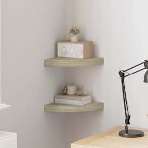 Kotne police 2 kosa barva hrasta 25x25x3,8 cm MDF