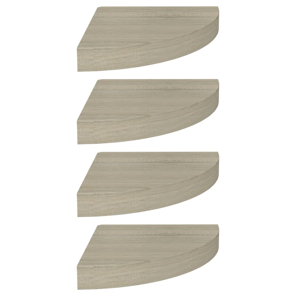 vidaXL Plovoucí rohové police 4 ks dub 25 x 25 x 3,8 cm MDF