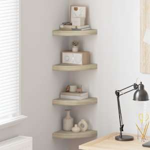 Kotne police 4 kosi barva hrasta 25x25x3,8 cm MDF