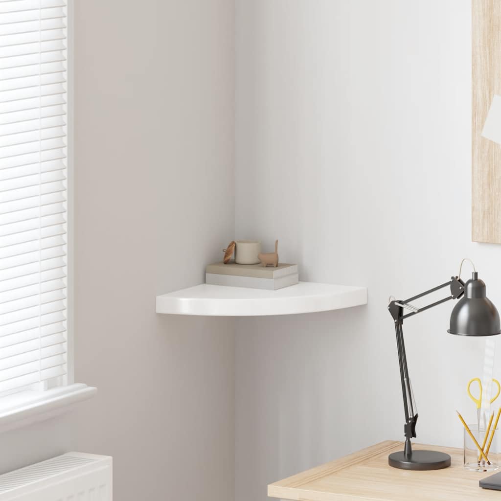 vidaXL Eck-Schweberegal Hochglanz-Weiß 35x35x3,8 cm MDF