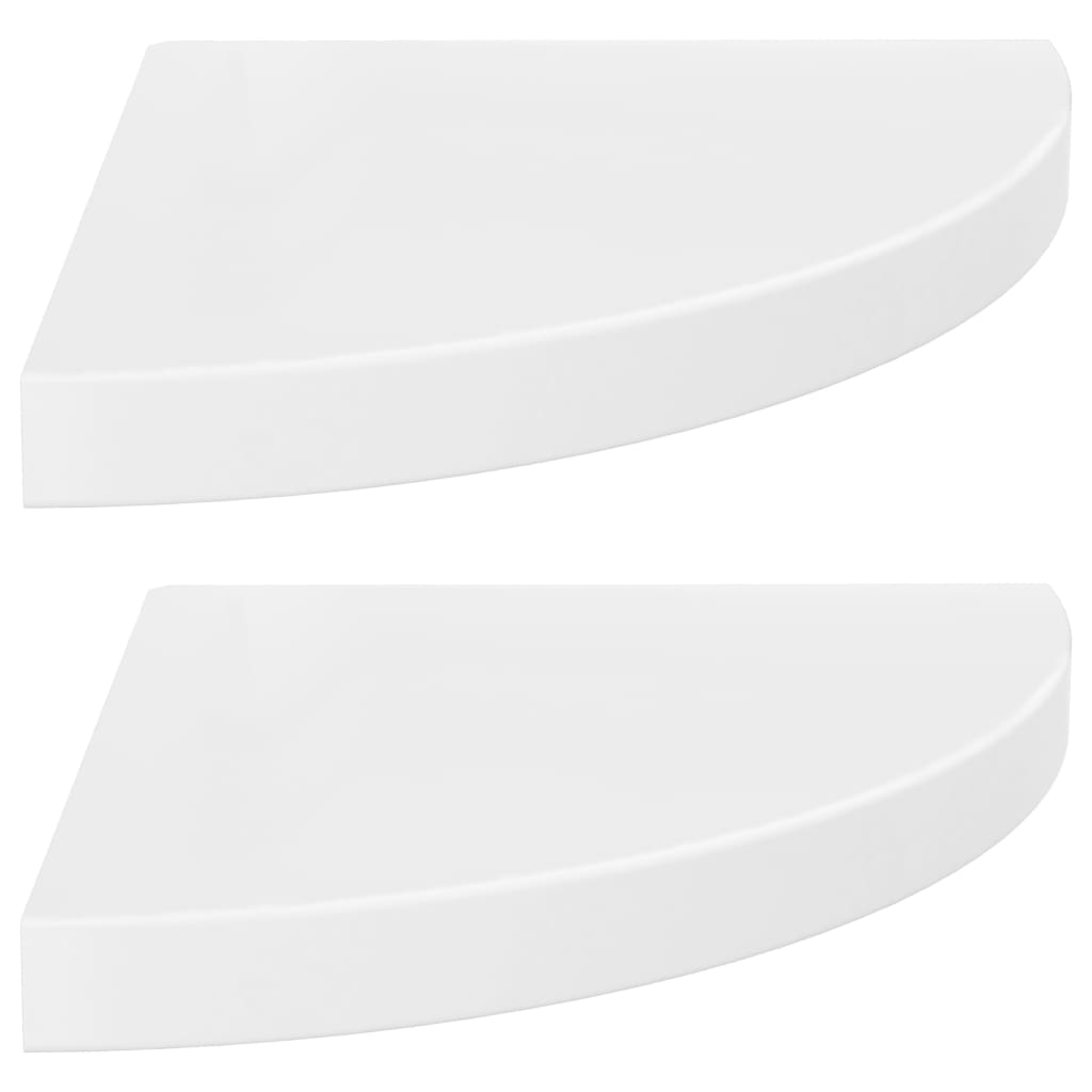 

vidaXL Floating Corner Shelves 2 pcs High Gloss White 13.8"x13.8"x1.5" MDF