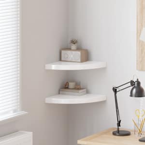 Kotne police 2 kosa visok sijaj bele 35x35x3,8 cm MDF