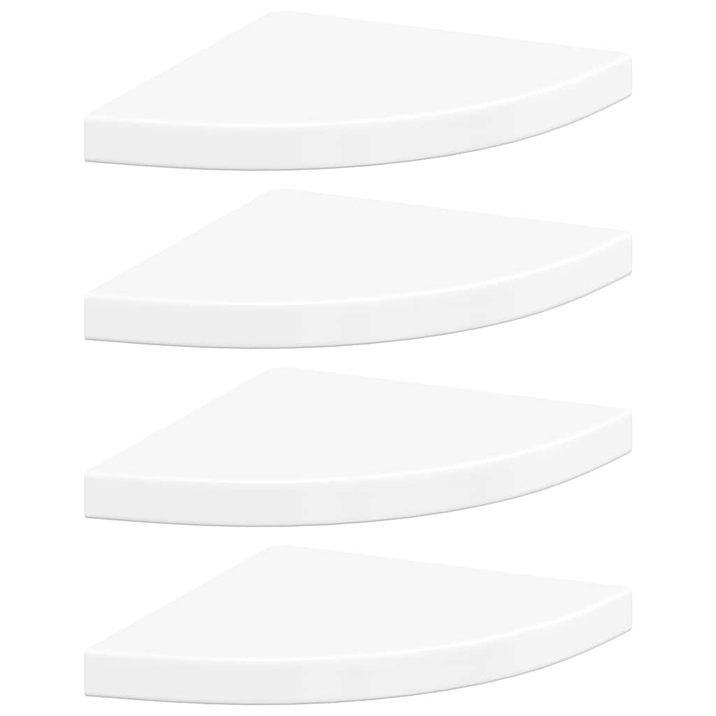 vidaXL Estante flotante esquina 4 uds MDF blanco brillo 35x35x3,8 cm