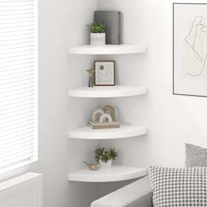 323909 vidaXL Floating Corner Shelves 4 pcs High Gloss White 35x35x3,8 cm MDF - obrázek 3