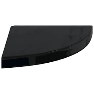 Plovoucí rohová police černá vysoký lesk 35 x 35 x 3,8 cm MDF - obrázek 6