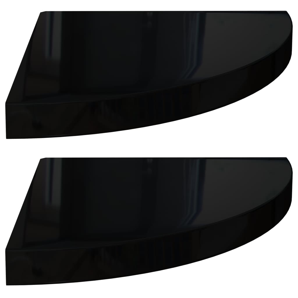 

vidaXL Floating Corner Shelves 2 pcs High Gloss Black 13.8"x13.8"x1.5" MDF