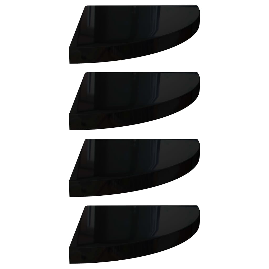

vidaXL Floating Corner Shelves 4 pcs High Gloss Black 13.8"x13.8"x1.5" MDF