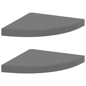 323914 vidaXL Floating Corner Shelves 2 pcs High Gloss Grey 35x35x3,8 cm MDF - obrázek 2
