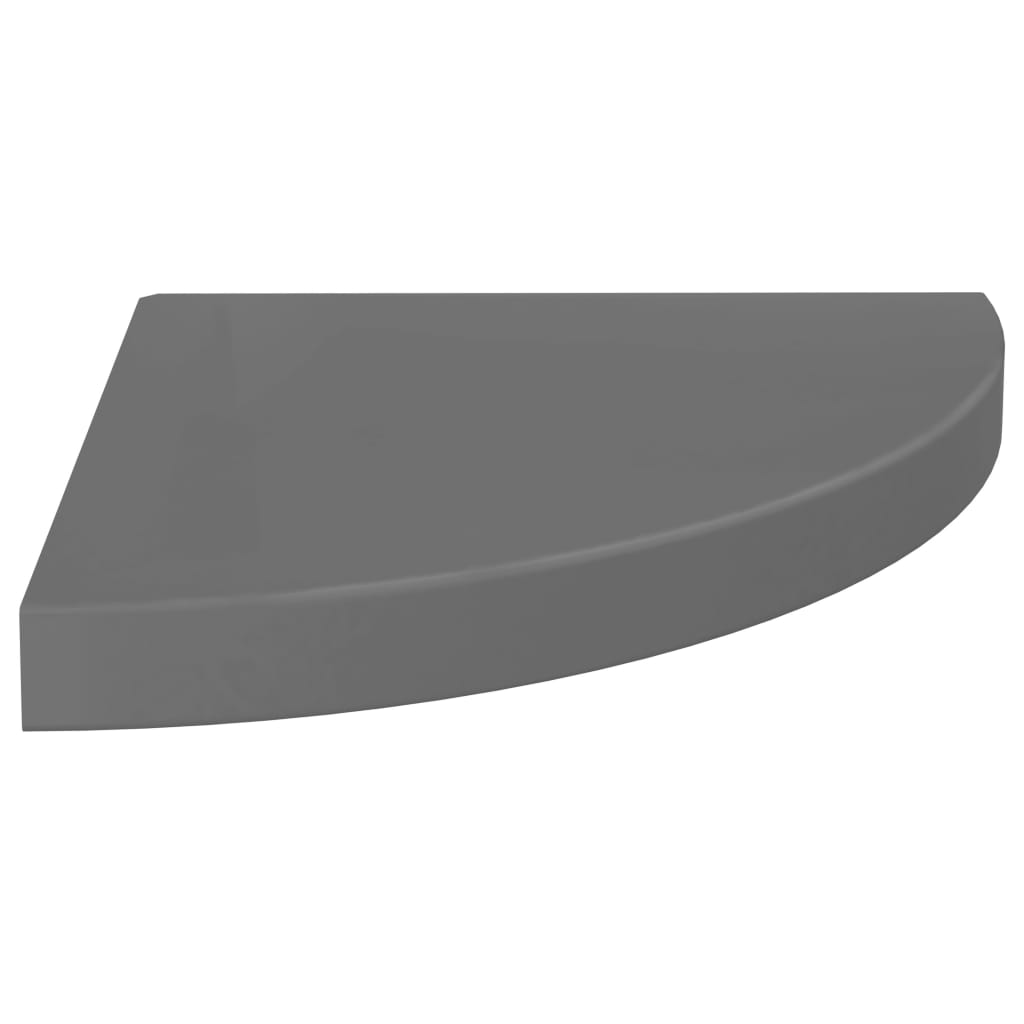 vidaXL 4 db magasfényű szürke MDF lebegő sarokpolc 35 x 35 x 3,8 cm