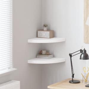 Plavajoče kotne police 2 kosa bele barve 35x35x3,8 cm MDF