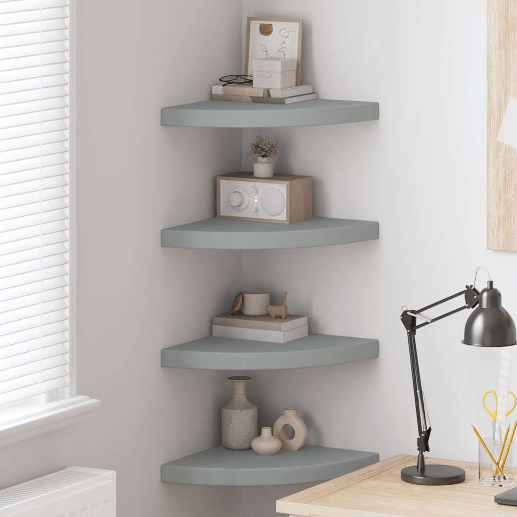 Thumbnail - vidaXL Eck-Schweberegale 4 Stk. Grau 35x35x3,8 cm MDF