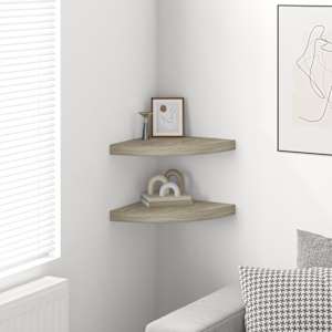 323926 vidaXL Floating Corner Shelves 2 pcs Oak 35x35x3,8 cm MDF - obrázek 3