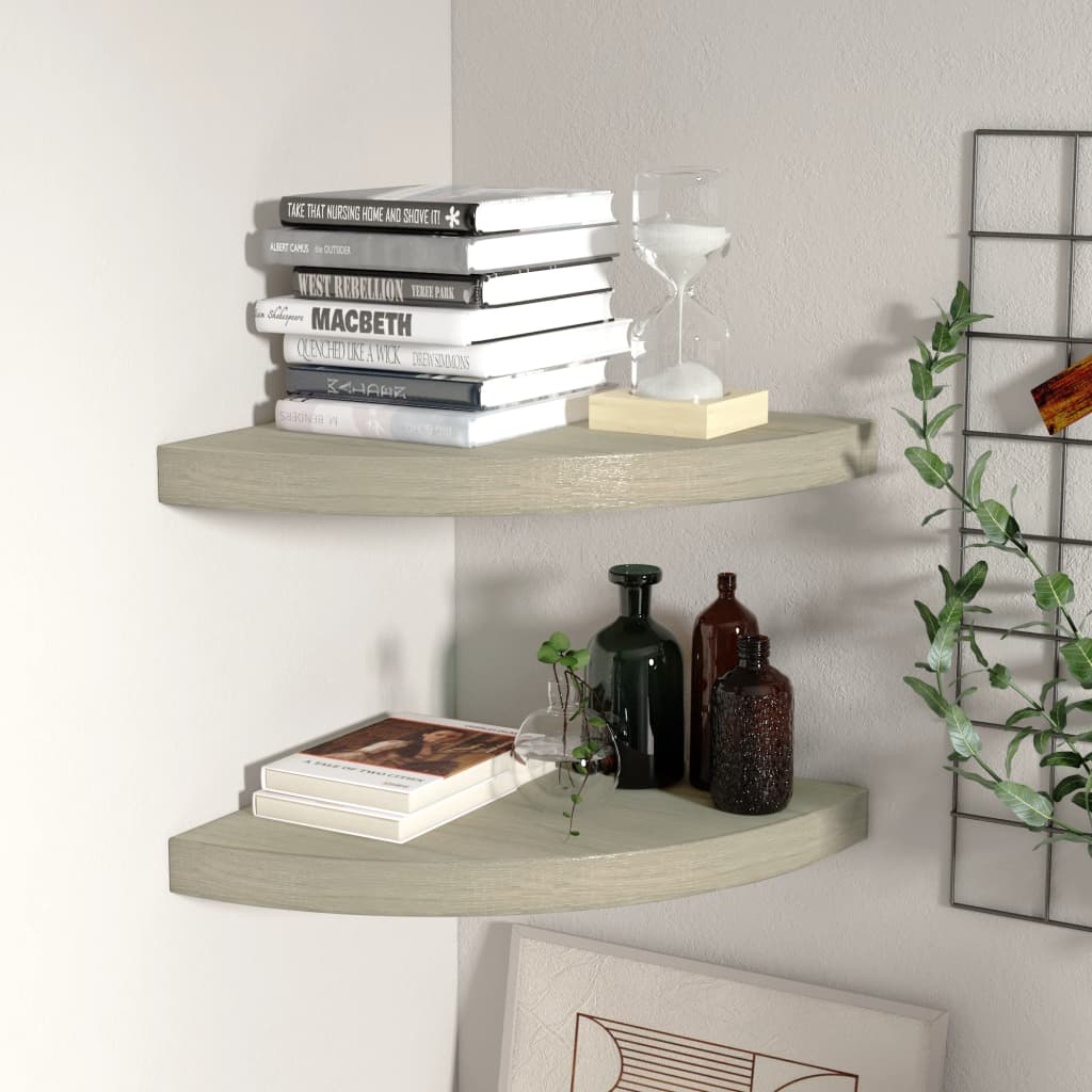 vidaXL Eck-Schweberegale 2 Stk. Eichen-Optik 35x35x3,8 cm MDF
