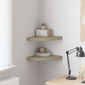 Kotne police 2 kosa barva hrasta 35x35x3,8 cm MDF