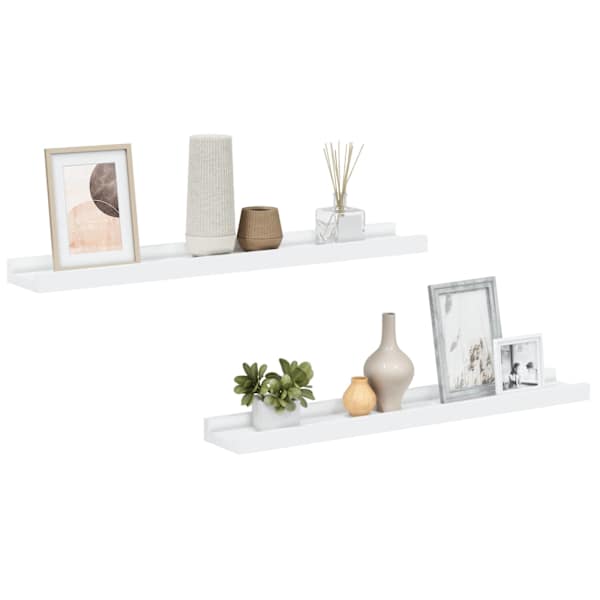 vidaXL pildiraami seinariiulid 2 tk, valge, 60 x 9 x 3 cm MDF