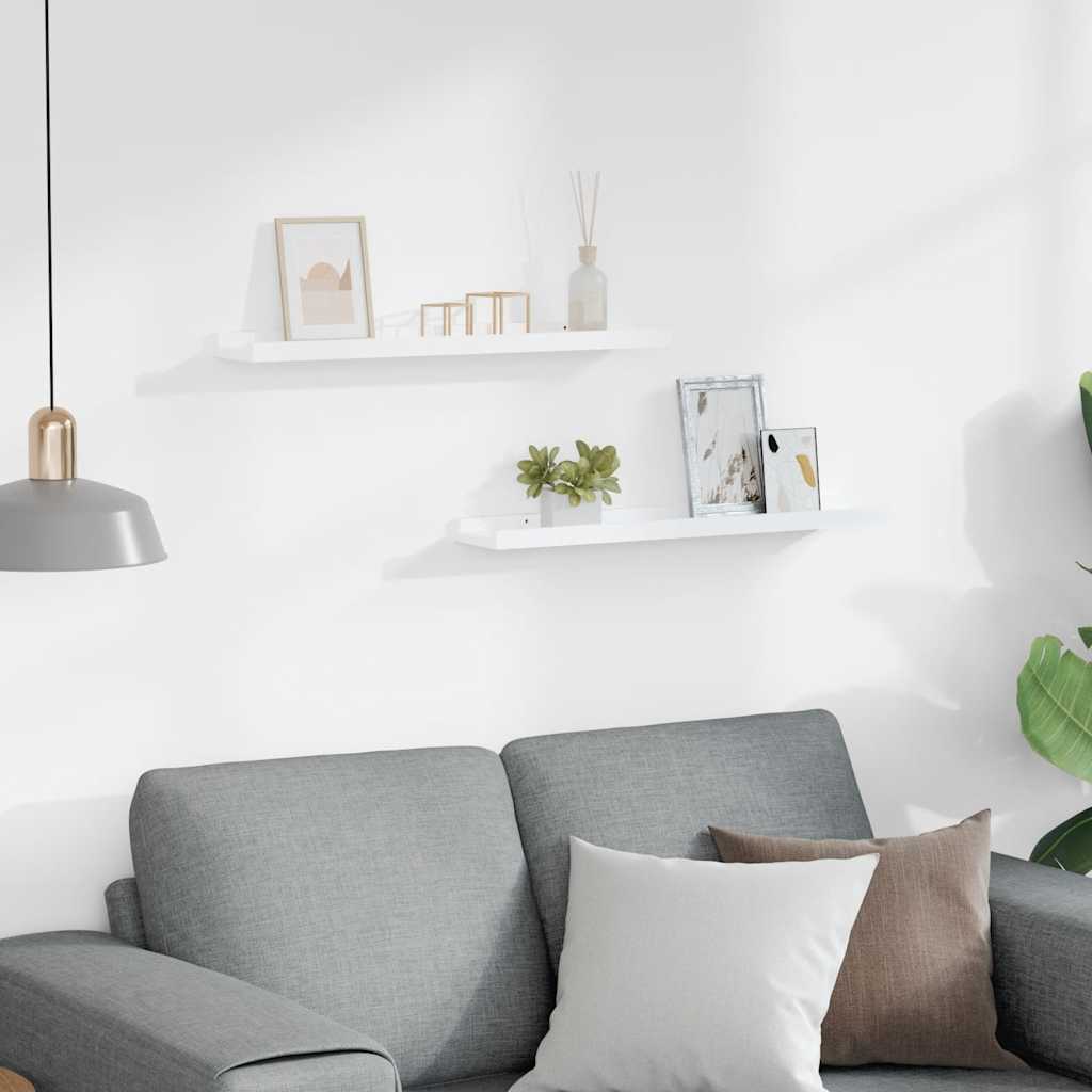vidaXL 2 db fehér MDF szegélypolc képkeretekhez 60 x 9 x 3 cm