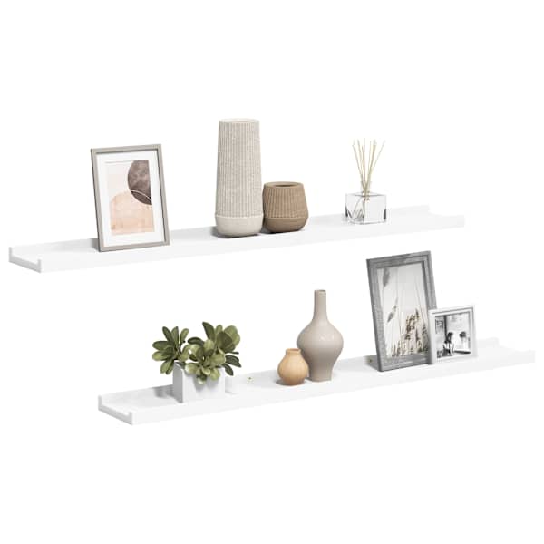 vidaXL pildiraami seinariiulid 2 tk, valge, 80 x 9 x 3 cm MDF
