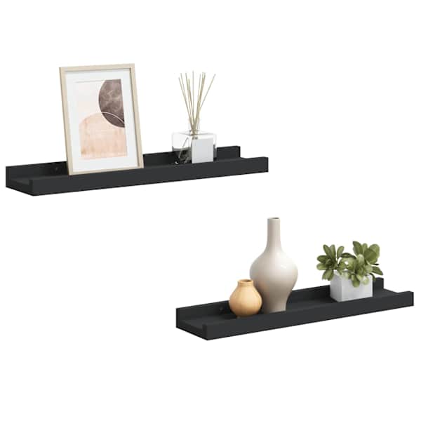 vidaXL pildiraami seinariiulid 2 tk, must, 40 x 9 x 3 cm MDF