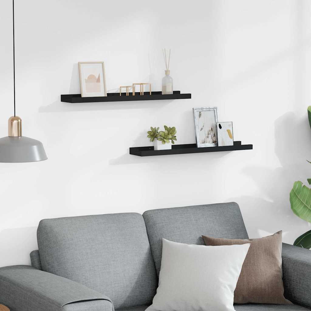 Thumbnail - vidaXL Bilderleisten 2 Stk. Schwarz 60x9x3 cm MDF